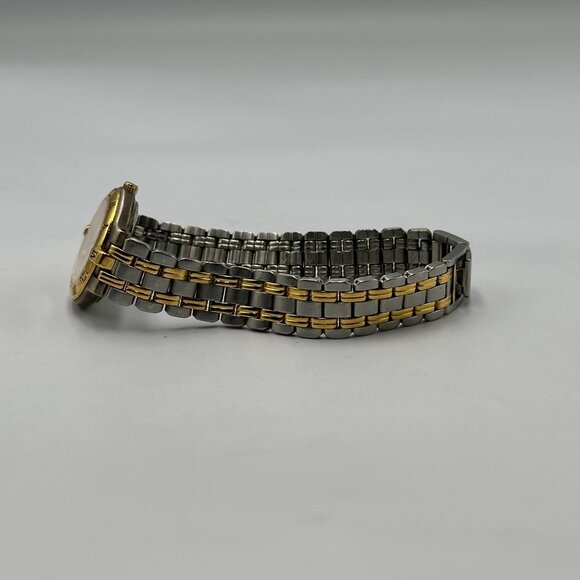 Bulova Watch Women Silver Gold Two Tone Beige Dial 24MM New Battery 7.25" - Picture 8 of 15